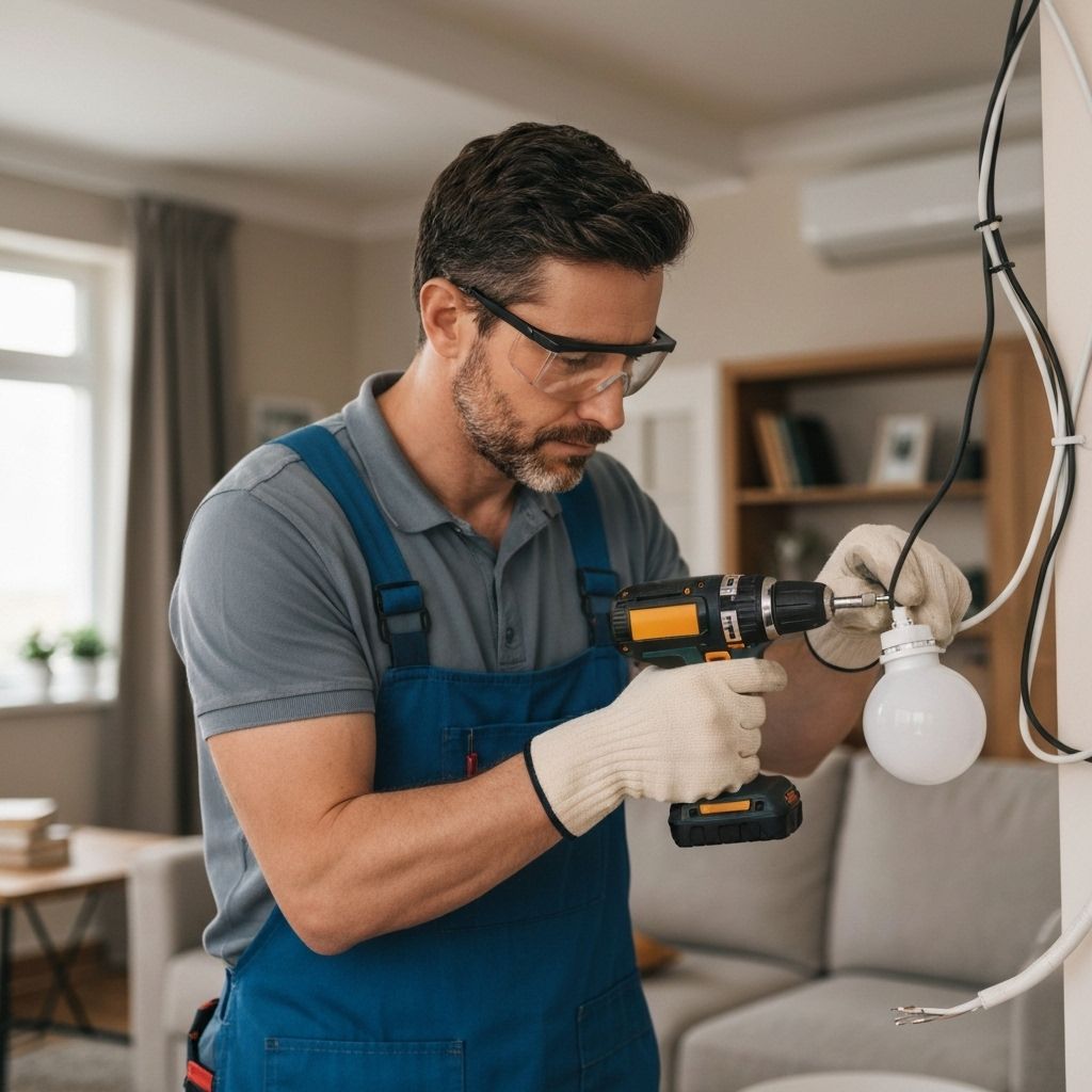 Certified electrician at work